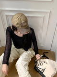 Runt vintage damage net net crop long sleeve knit