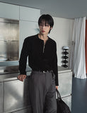 Otsi Ribbed Zipper Henley Neck