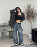 Raed cutting track denim pants