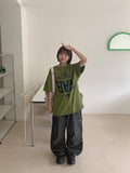 Checker Parachute Banding Wide Cargo Pants