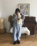 Sand Cashmere Stripe Muffler Scarf