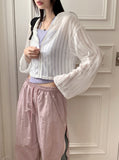 Solu see-through crop hooded cardigan zip-up