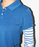 STRIPE LAYERED COLLAR TEE