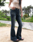 Cya Cat Washed Bootcut Denim Pants