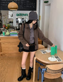 Dirt incision dyeing semi crop jacket