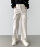 Golden Corduroy Cargo Veloa Fleece Long Wide Pants