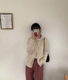 Loven two-way mix knit zip-up cardigan