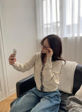 Yoshi Color Matching V-Neck Knit Cardigan