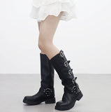 Refit belt leather long boots