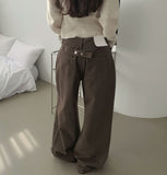 Back Point Adjust Loose Fit Wide 4-Season Cotton Pants