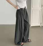 Summer Cooling Cool Pintuck Wide Banding Slacks Pants