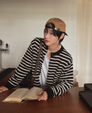 Moment Punching Stripe Knit Cardigan
