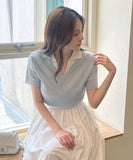 Gelato Color Matching Collar Cool Ribbed Knit