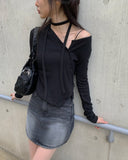 Dinto Muffler Unbalance Cardigan Set