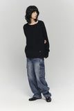 HAIRY WARM BOAT NECK KNIT
