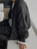 Washed denim blouson jacket