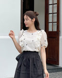 Huilin Ribbon Puff Blouse