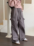 Tonijon Pocket Cotton Banding Long Wide Cargo Pants