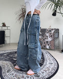 Benon Washed Cargo Strap Denim Pants