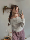 Rolly Tie Off Shoulder Long Sleeve Tee