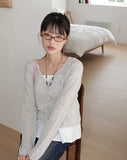 Raze boucle linen round knitwear long-sleeved cardigan