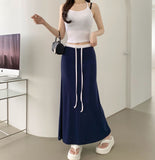 Color Matching Layered Maxi H-line Long Skirt