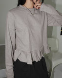 Nais Frill Layered Round Long Sleeve T-Shirt