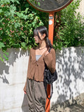 Latte Vintage Lace Strap Long Sleeve Cardigan