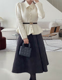 Radiant Banding Quilted Padding Long Skirt