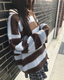 Keru stripe color matching collar knit