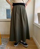 Lovey pin tuck cotton banding long skirt FW ver