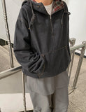 Torain Check Denim Hood Anorak Sweatshirt