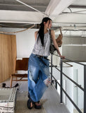 Portina Damage Wide Denim Pants
