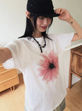 Somi Flower Printed Oversized Fit Boxy Short Sleeve T-shirt