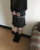 Tvin Dot Wool Frill Midi Skirt