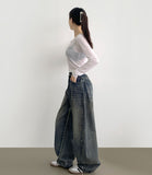 Incision Point Mega Balloon Fit Banding Denim Pants