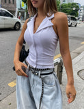 Casey Collar Halter Neck Crop Top