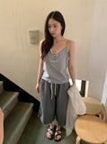Miseka Lace Button V-Neck Sleeveless