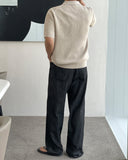 Benideu Zipper Short Sleeve Collar Knit