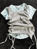 Long halter strap layered top