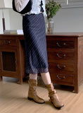 Grason suede gathered leather belted boots