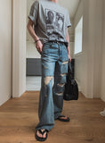 Break Damage Flare Denim Pants