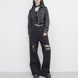 Robe wide damaged denim pants