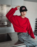 Plain Color Crop Sweatshirt