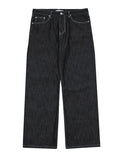 Bato Black Blue Wide Denim Pants