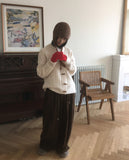 Hinmo Cable Duffle Button Hood Knit Cardigan