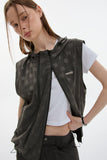 twin zipper dot hood vest