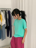 Chibi Color Basic Semi-Crop Short Sleeve Tee