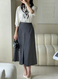 Roadme Slit A-Line Long Skirt
