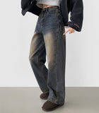 Winter Side Cut Fleece Brushed Wide Fit Denim Pants